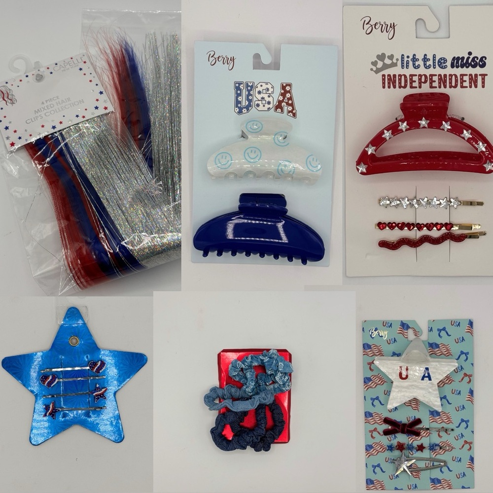 6 PC Berry Patriotic Hair Accessories Bundle NEW - Picture 10 of 10